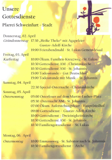 Gottesdienste zur Osterzeit